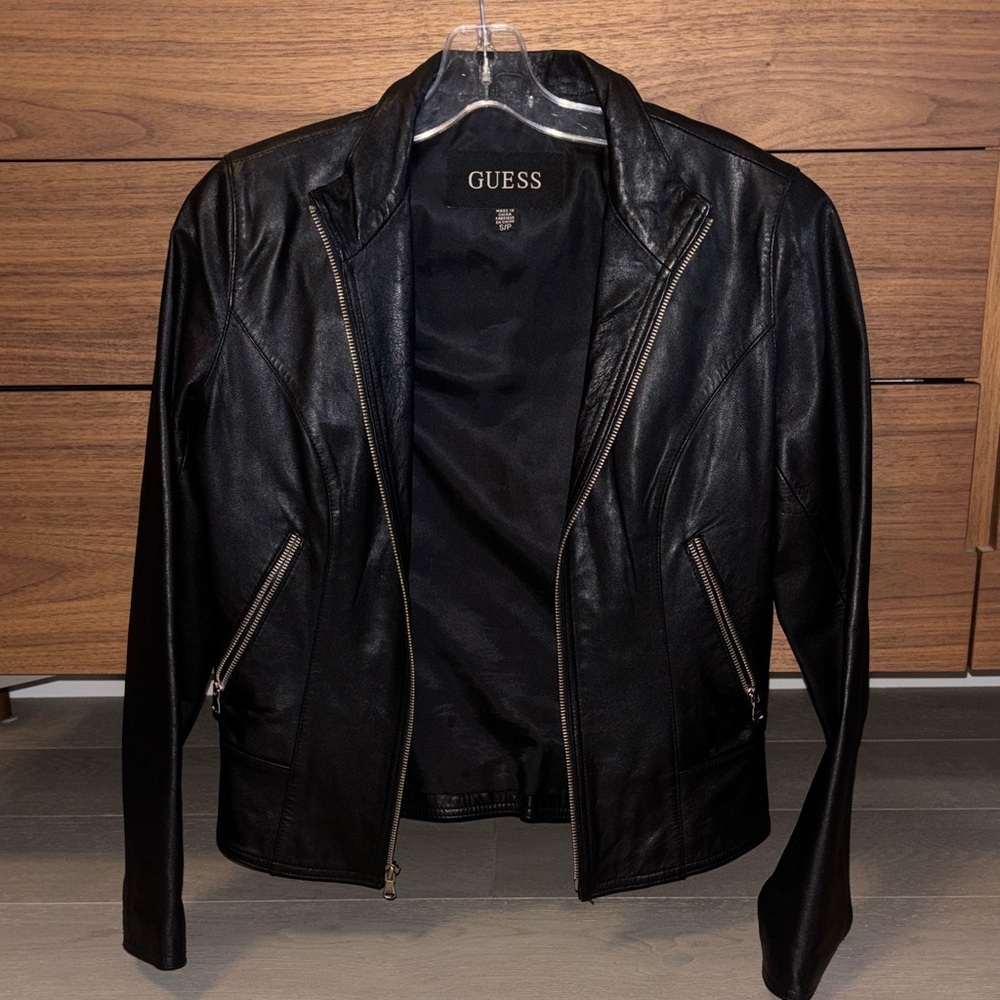 21. Vintage GUESS Women's Sleek Black Leather Jacket